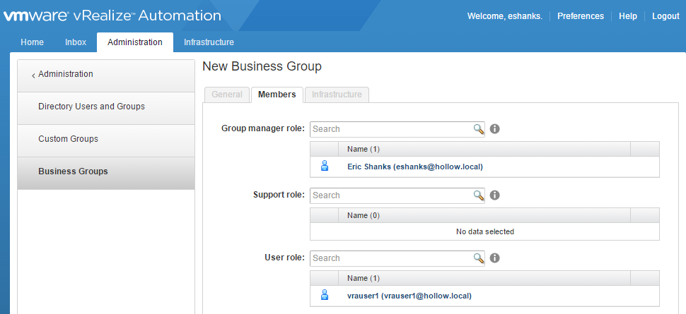 VRealize Automation 7 – Business Groups - The IT Hollow